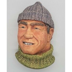 Chalkware Fisherman Head Wall Hanging by Alice Brindley: The Seaman 1997